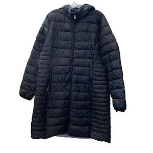 Calvin Klein Women's Long Puffer Jacket Hooded Coat Black Sz XL Sonora Insulated